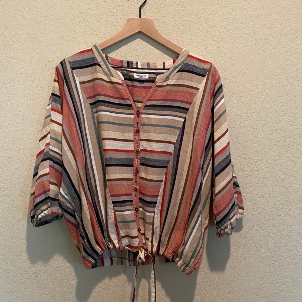 *Final Price* Westport striped blouse 3/4 sleeves